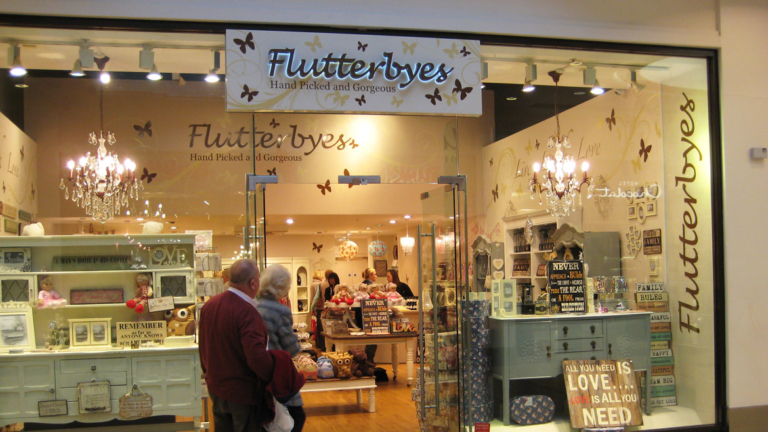 Illuminated store signs and vinyls for Flutterbyes at Lakeside Illuminated store signs and vinyls for Flutterbyes at Lakeside