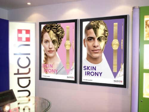 Magnetic Ultra Slim Lightbox in situ at Swatch store
