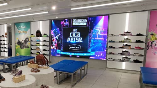 Digital Direct View LED Video Wall in a shoe shop