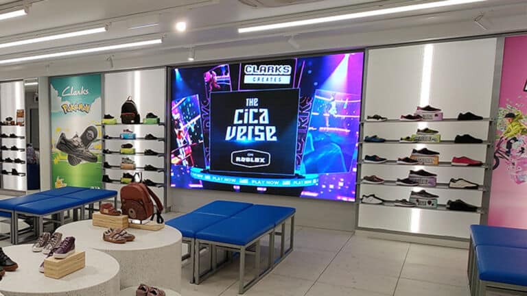Digital Direct View LED Video Wall in a shoe shop