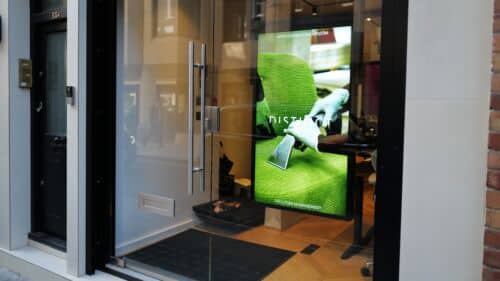 Distinct high brightness double sided screen