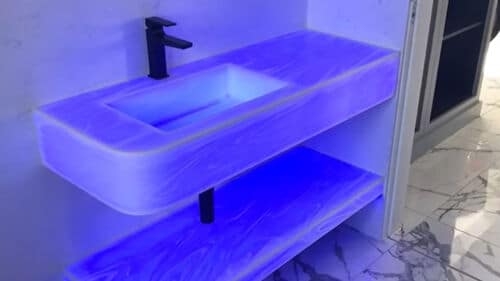 RGB Flexible LED Light Sheet Illuminating a Curved Sink
