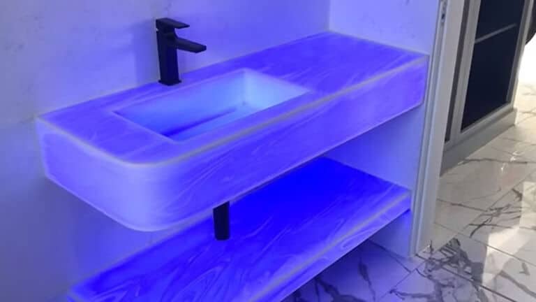 RGB Flexible LED Light Sheet Illuminating a Curved Sink